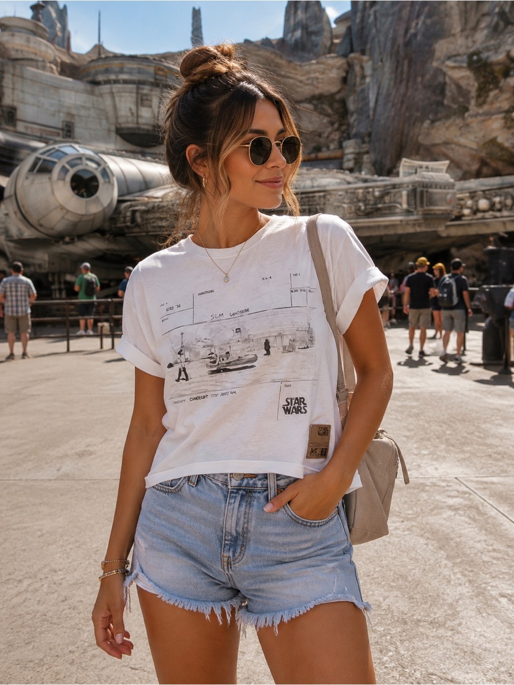 Disney Star Wars 1977 Storyboard Graphic Boxy Crop Tee White 3X Plus Size